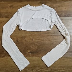 Alo Thrill Seeker Yoga Shoulder Shrug Cropped Long Sleeve White Size S